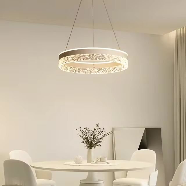 Lustre 1 Anel 50cm Cristal Pendente Moderno:branco