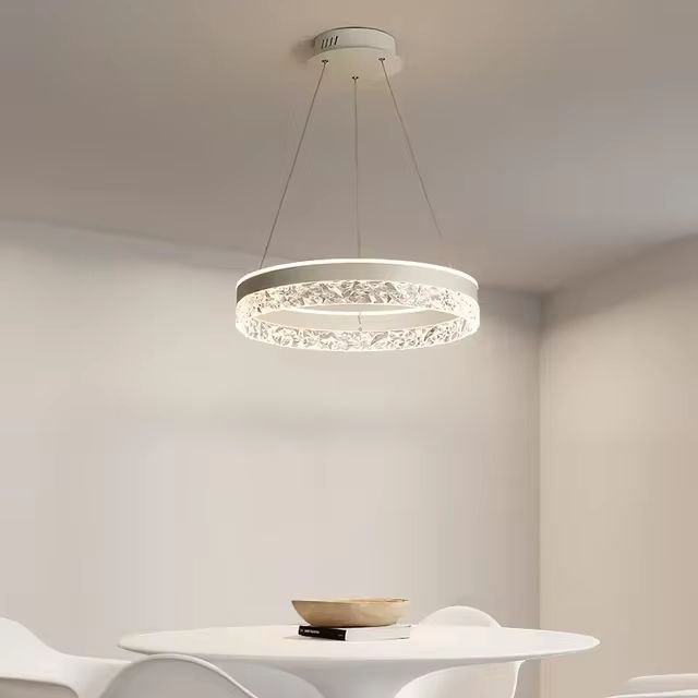 Lustre 1 Anel 50cm Cristal Pendente Moderno:branco - 4