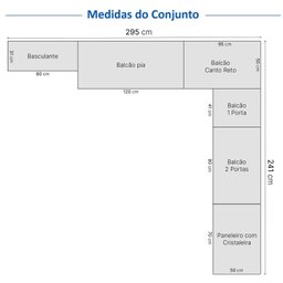 Cozinha Compacta 10 Peças 5 Aéreos 4 Balcões 1 Paneleiro Duplo Soho Cabecasa Madeiramadeira - 4