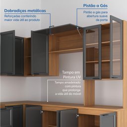Cozinha Compacta 10 Peças 5 Aéreos 4 Balcões 1 Paneleiro Duplo Soho Cabecasa Madeiramadeira - 5
