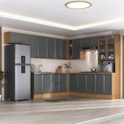 Cozinha Compacta 10 Peças 5 Aéreos 4 Balcões 1 Paneleiro Duplo Soho Cabecasa Madeiramadeira - 1