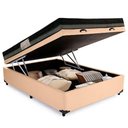 Ver imagem 2 de Cama Baú Casal Sintético + Colchão Casal Ortobom Iso Dupla Face 60x138x188 Cor:bege