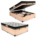 Ver imagem 1 de Cama Baú Casal Sintético + Colchão Casal Ortobom Iso Dupla Face 60x138x188 Cor:bege