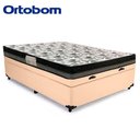 Ver imagem 3 de Cama Baú Casal Sintético + Colchão Casal Ortobom Iso Dupla Face 60x138x188 Cor:bege