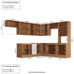 Cozinha Compacta 10 Peças 5 Aéreos 4 Balcões 1 Paneleiro Duplo Soho Cabecasa Madeiramadeira - 7