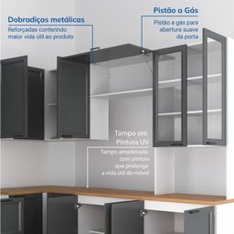 Cozinha Compacta 10 Peças 5 Aéreos 4 Balcões 1 Paneleiro Duplo Soho Cabecasa Madeiramadeira - 4