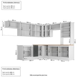 Cozinha Compacta 10 Peças 5 Aéreos 4 Balcões 1 Paneleiro Duplo Soho Cabecasa Madeiramadeira - 7