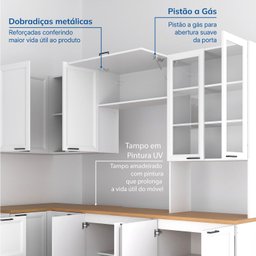 Cozinha Compacta 10 Peças 5 Aéreos 4 Balcões 1 Paneleiro Duplo Soho Cabecasa Madeiramadeira - 4