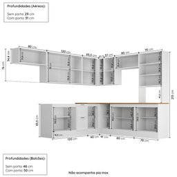 Cozinha Compacta 10 Peças 5 Aéreos 4 Balcões 1 Paneleiro Duplo Soho Cabecasa Madeiramadeira - 7
