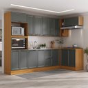 Ver imagem 1 de Cozinha Compacta 7 Peças 3 Aéreos 3 Balcões 1 Paneleiro Torre Quente Soho CabeCasa MadeiraOriginals