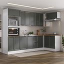 Ver imagem 1 de Cozinha Compacta Planejada 7 Peças 3 Aéreos 3 Balcões 1 Paneleiro Torre Quente Soho CabeCasa MadeiraOriginals Madeirao