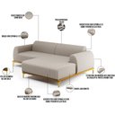 Ver imagem 4 de Sofá 5 Lugares com Chaise Direito Para Sala de Estar Molino 300cm D02 Linho Bege C-107 - Lyam