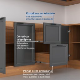 Cozinha Compacta 8 Peças 5 Aéreos 3 Balcões Soho Cabecasa Madeiramadeira - 7