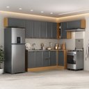 Ver imagem 1 de Cozinha Compacta Planejada 8 Peças 5 Aéreos 3 Balcões Soho CabeCasa MadeiraOriginals Cinza/Freijó/Gra