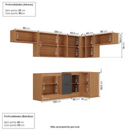 Cozinha Compacta 8 Peças 5 Aéreos 3 Balcões Soho Cabecasa Madeiramadeira - 4