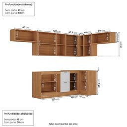 Cozinha Compacta 8 Peças 5 Aéreos 3 Balcões Soho Cabecasa Madeiramadeira - 7