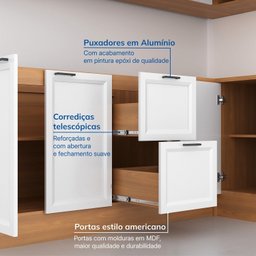 Cozinha Compacta 8 Peças 5 Aéreos 3 Balcões Soho Cabecasa Madeiramadeira - 4