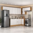 Ver imagem 1 de Cozinha Compacta Planejada 8 Peças 5 Aéreos 3 Balcões Soho CabeCasa MadeiraOriginals Branco/Freijó