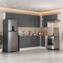 Ver imagem 1 de Cozinha Compacta Planejada 8 Peças 5 Aéreos 3 Balcões Soho CabeCasa MadeiraOriginals Cinza/Branco/Gra