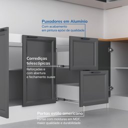 Cozinha Compacta 8 Peças 5 Aéreos 3 Balcões Soho Cabecasa Madeiramadeira - 5
