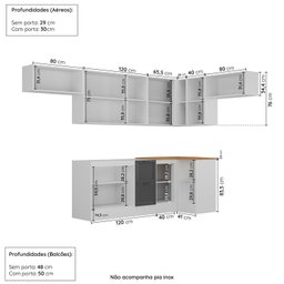 Cozinha Compacta 8 Peças 5 Aéreos 3 Balcões Soho Cabecasa Madeiramadeira - 7