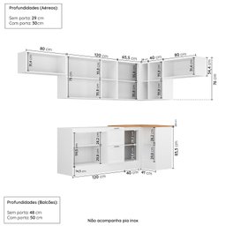 Cozinha Compacta 8 Peças 5 Aéreos 3 Balcões Soho Cabecasa Madeiramadeira - 4