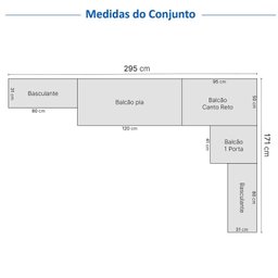 Cozinha Compacta 8 Peças 5 Aéreos 3 Balcões Soho Cabecasa Madeiramadeira - 3