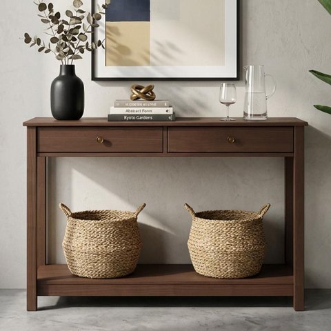 Aparador Madeira Maciça para Sala 2 Gavetas 120cm Ethos F06 Café - Lyam Decor