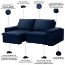 Ver imagem 4 de Sofá 3 Lugares Retrátil Reclinável para Sala 205cm Malfati F04 Veludo Azul - Lyam Decor