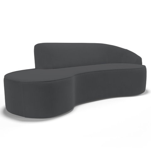 Sofá Living 3 Lugares 230cm Braço Direito Mozart D06 Veludo Cinza - Mpozenato