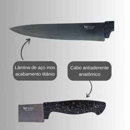 Faca de Cozinha Profissional 8 Premium Aço Inox Titânio - 3