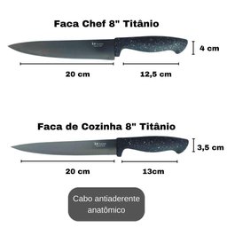 Faca de Cozinha Profissional 8 Premium Aço Inox Titânio - 2