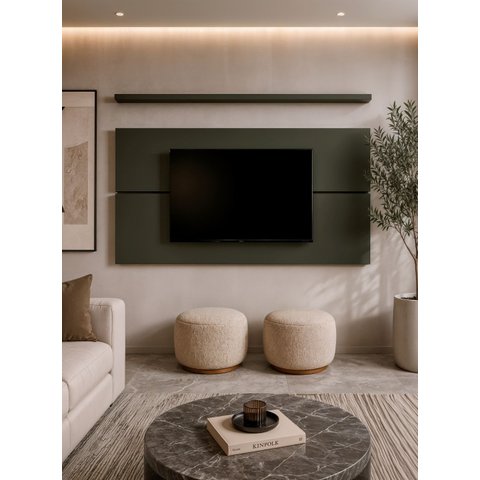 Painel para TV com Prateleira 180cm Retro MDF Verde Dallas - On Móveis