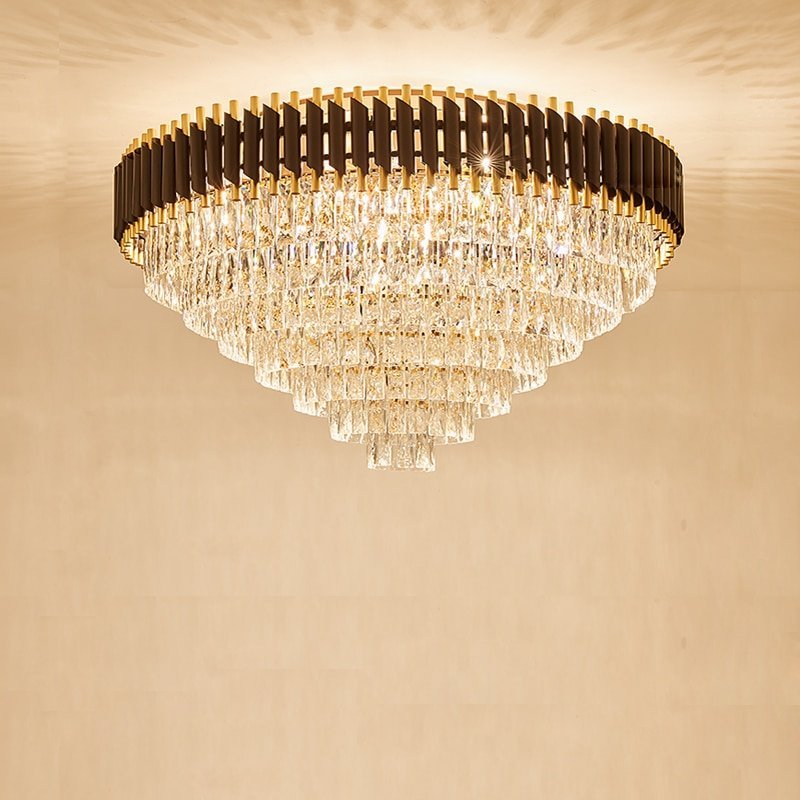 Lustre de led para teto, instalação moderna, redonda, dourada e prateada, luzes de teto - Black fram - 4