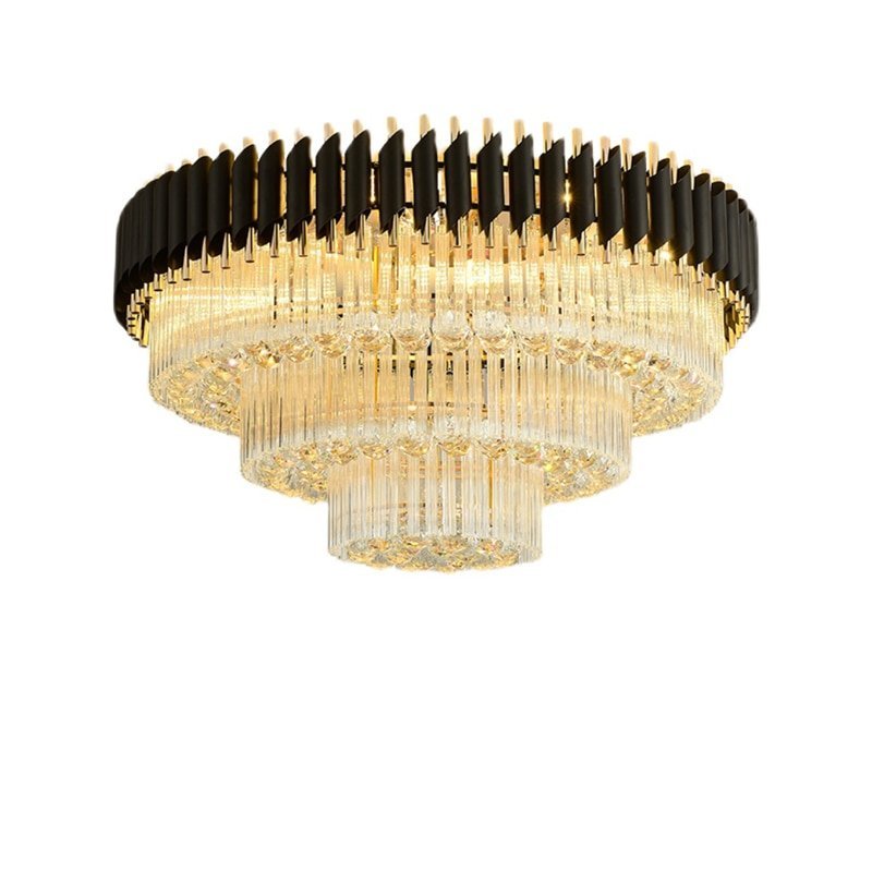 Lustre de led para teto, instalação moderna, redonda, dourada e prateada, luzes de teto - Black fram - 2
