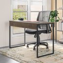 Ver imagem 1 de Mesa com Pé de Aço para Escritório Design Moderno 120cm Industrial Branco E Preto