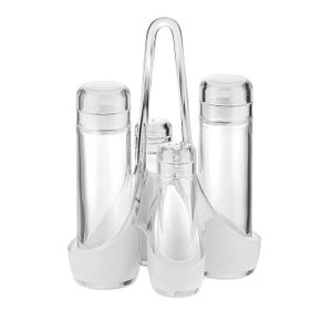 Galeteira de Mesa Vintage Twotone 160ml Azeite e Vinagre e Sal Pimenta 50ml - Everyday - Transpar