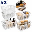 Ver imagem 2 de Kit 5 Cesto Organizador Banheiro Armario Multiuso Branco Cestinha 14 Litros Grande Fruteira Alca Coz