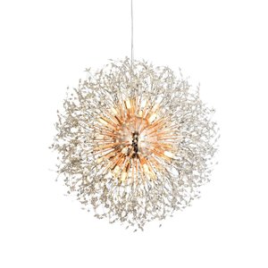 Pendente Redondo 80cm G9x16 Metal e Cristal Rose Sindora