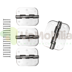 Kit Dobradiças Redonda - Inox Polido - Pct C/ 3 Peças P/ 1 Porta