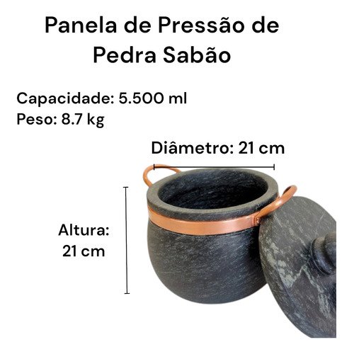 Panela de Pressão Pedra Sabão 5,5 Litros - 4