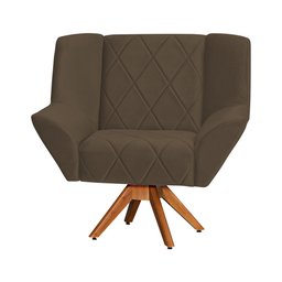 Kit 4 Poltronas Decorativa Dimitri Prime Veludo Marrom Base Giratória em Madeira Maciça - 3