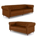 Ver imagem 2 de Conjunto de Sofá Sala de Estar Stanford Chesterfield 2 e 3 Lugares 200cm/240cm Pés Madeira Couro Car
