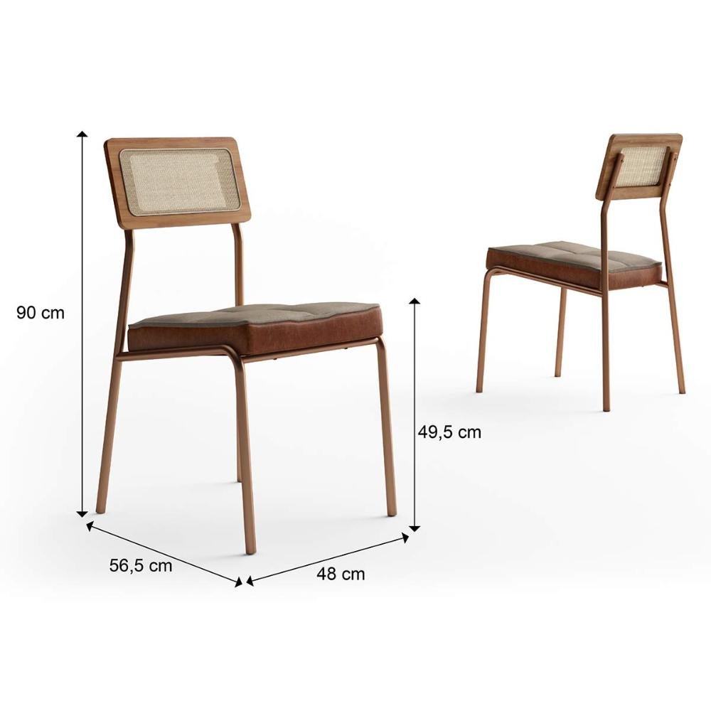 Conjunto 2 Cadeiras com Tela Sintética e Estofado 90cm Are Cor:areia com Rosê - 3