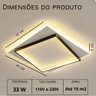 Luminária de Led de Sobrepor Dois Quadrados 33w Bivolt 3 em 1 - 6