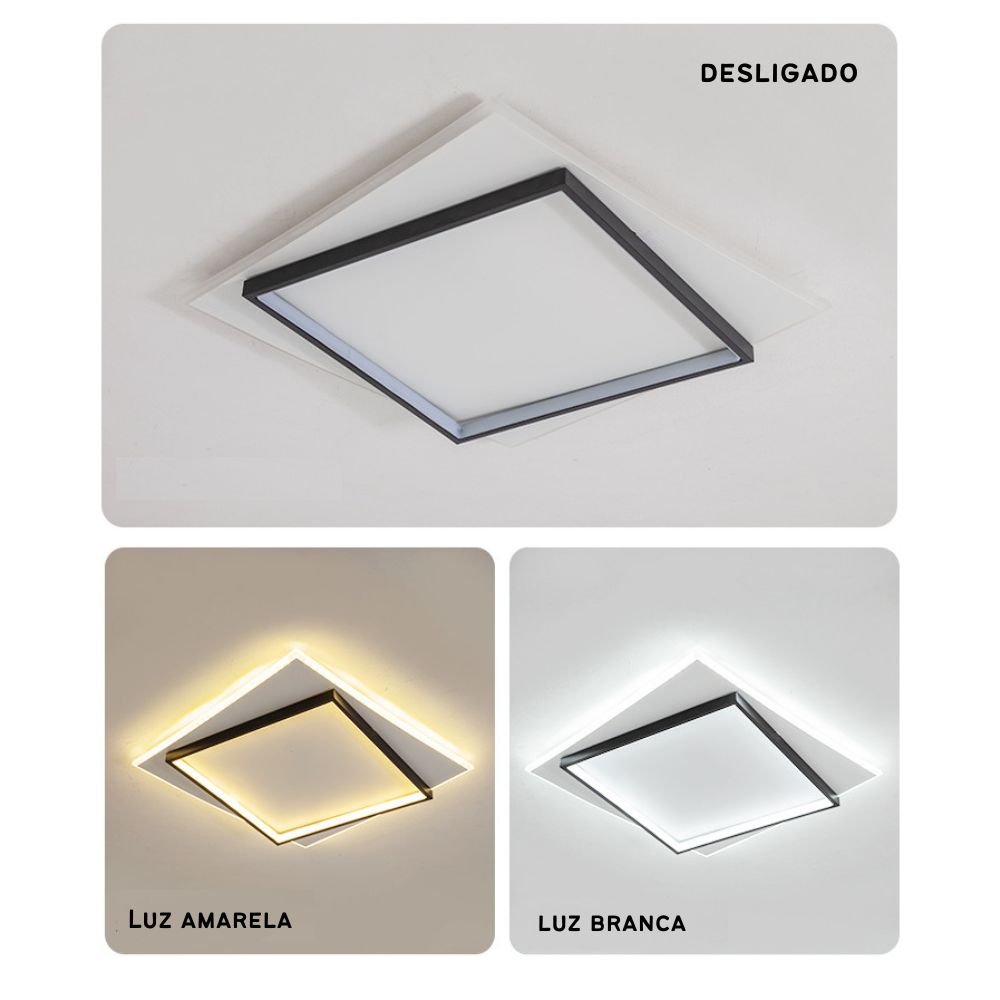 Luminária de Led de Sobrepor Dois Quadrados 33w Bivolt 3 em 1 - 8