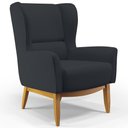Ver imagem 1 de Poltrona Decorativa Fixa Base de Madeira Milena D02 Linho Chumbo C-465 - Lyam Decor
