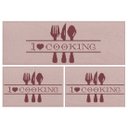 Ver imagem 1 de Jogo Tapete Cozinha Rosa Algodão Antiderrapante 3 Peças Cooking FASTLAR Jogo de Tapetes