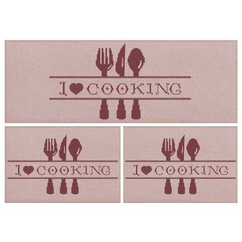 Jogo Tapete Cozinha Rosa Algodão Antiderrapante 3 Peças Cooking FASTLAR Jogo de Tapetes