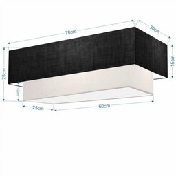Plafon Duplo Retangular Md-3044 70x30 60x25 Preto Branco - 2